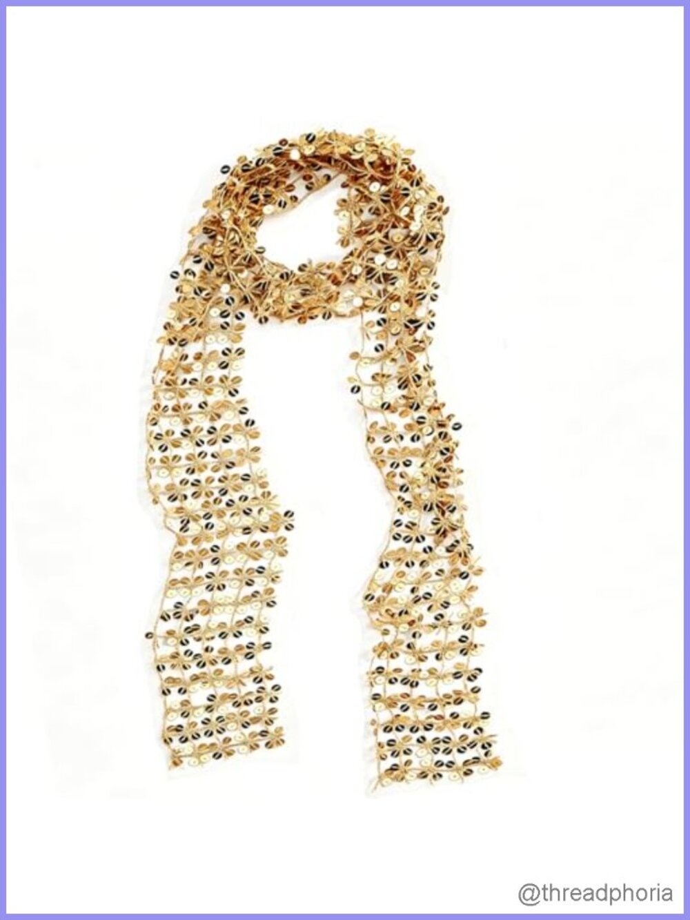 Gold Sequin Scarf Shawl Wrap Belt Headscarf Party Accessory Sparkly Floral